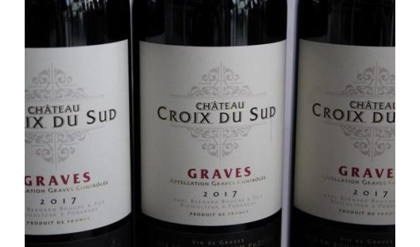10 flessen à 75cl rode wijn, Chateau Croix du Sud, Graves, 2017
